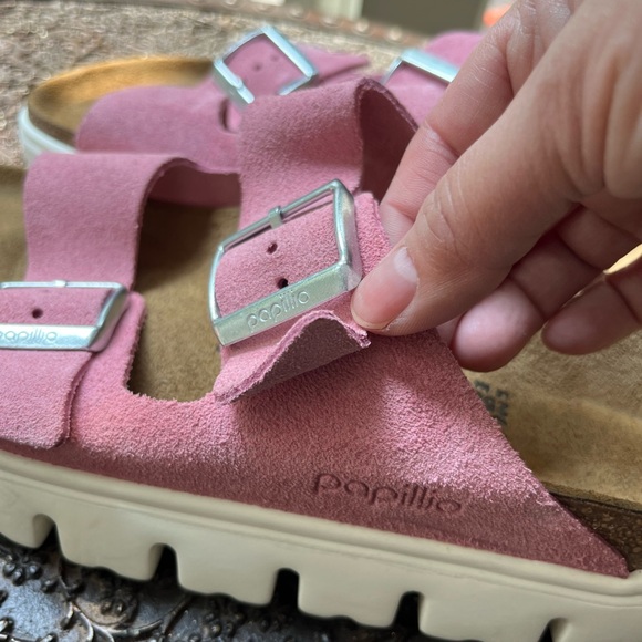 BIRKENSTOCK PAPILLIO ARIZONA CHUNKY CANDY PINK SUEDE SANDALS 39 8 - Picture 10 of 12